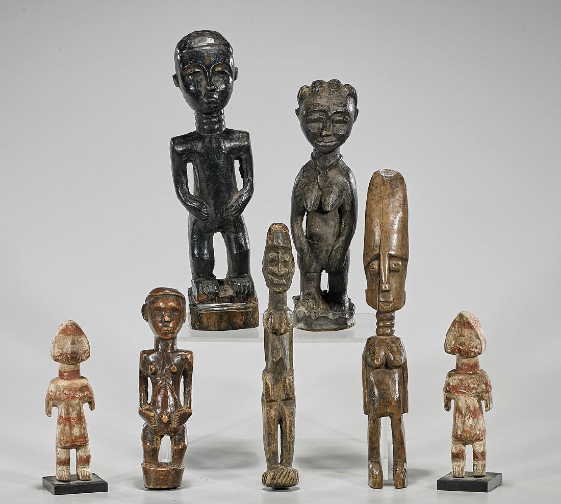 Group of Seven African Carved Wood Figures (1 of 1)