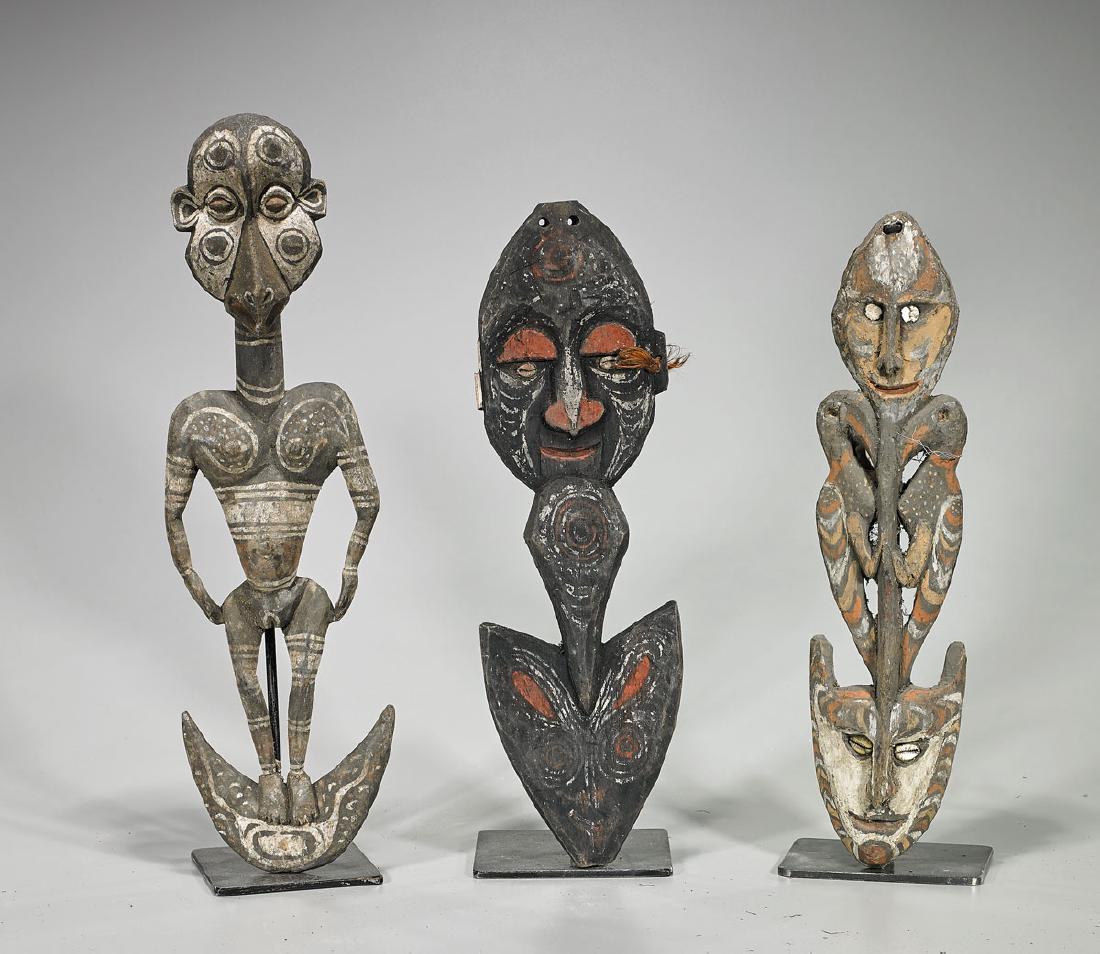 Group of Three Sepik Painted Wood Suspension Hooks (1 of 1)