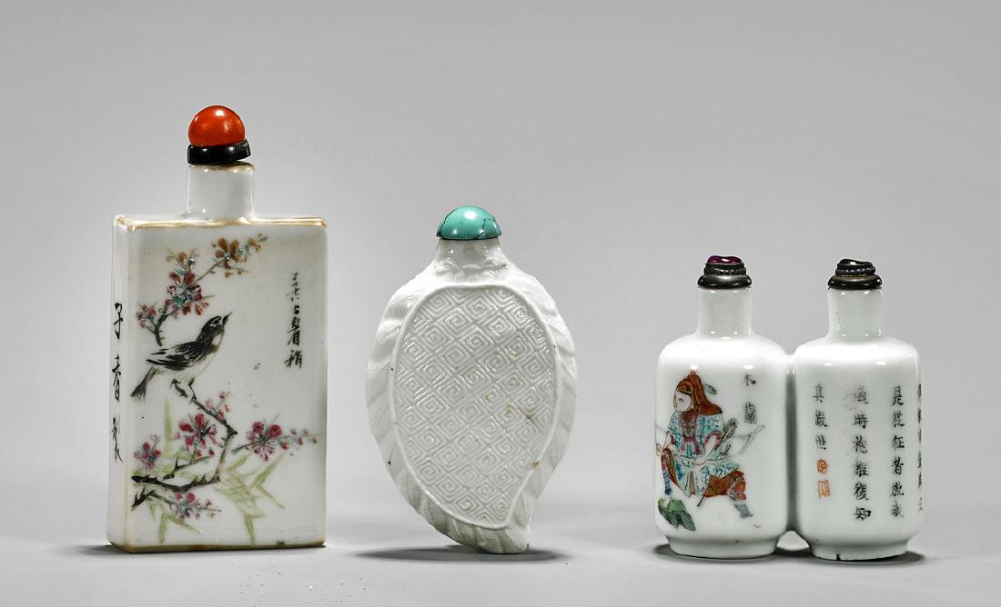THREE REPUBLIC PERIOD PORCELAIN SNUFF BOTTLES (1 of 2)