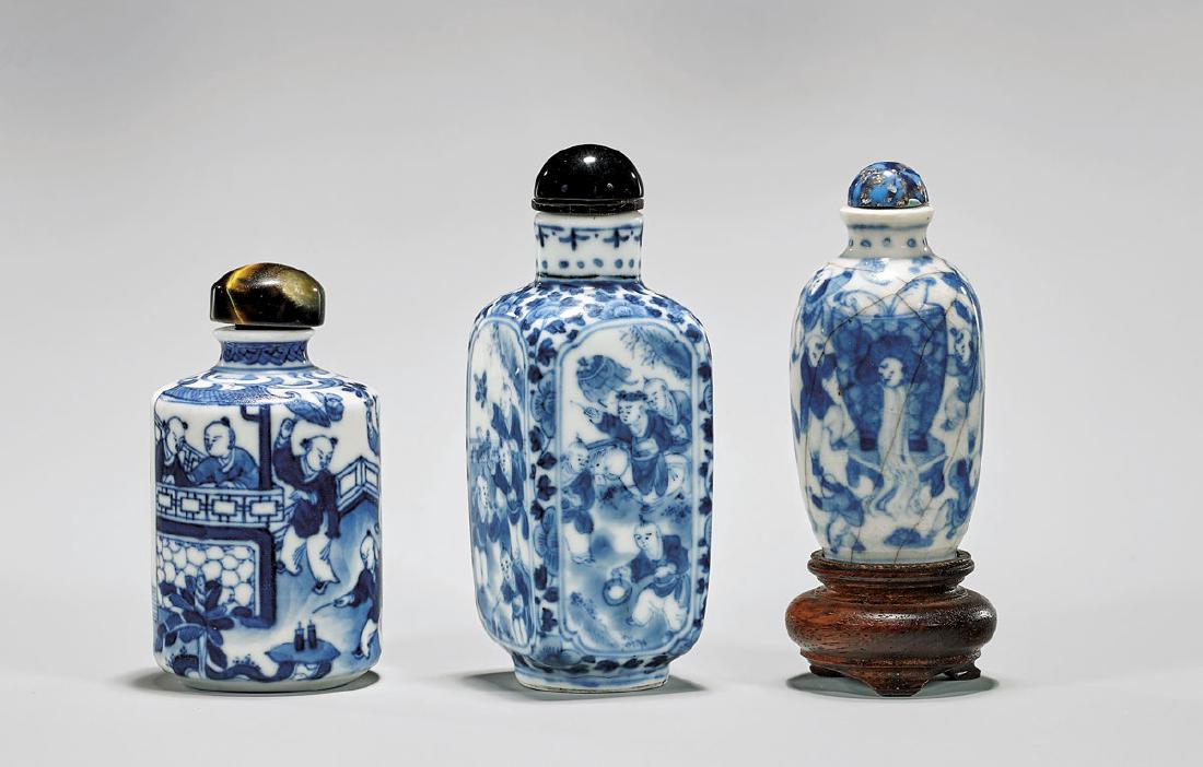 THREE CHINESE PORCELAIN SNUFF BOTTLES: Boys (1 of 3)