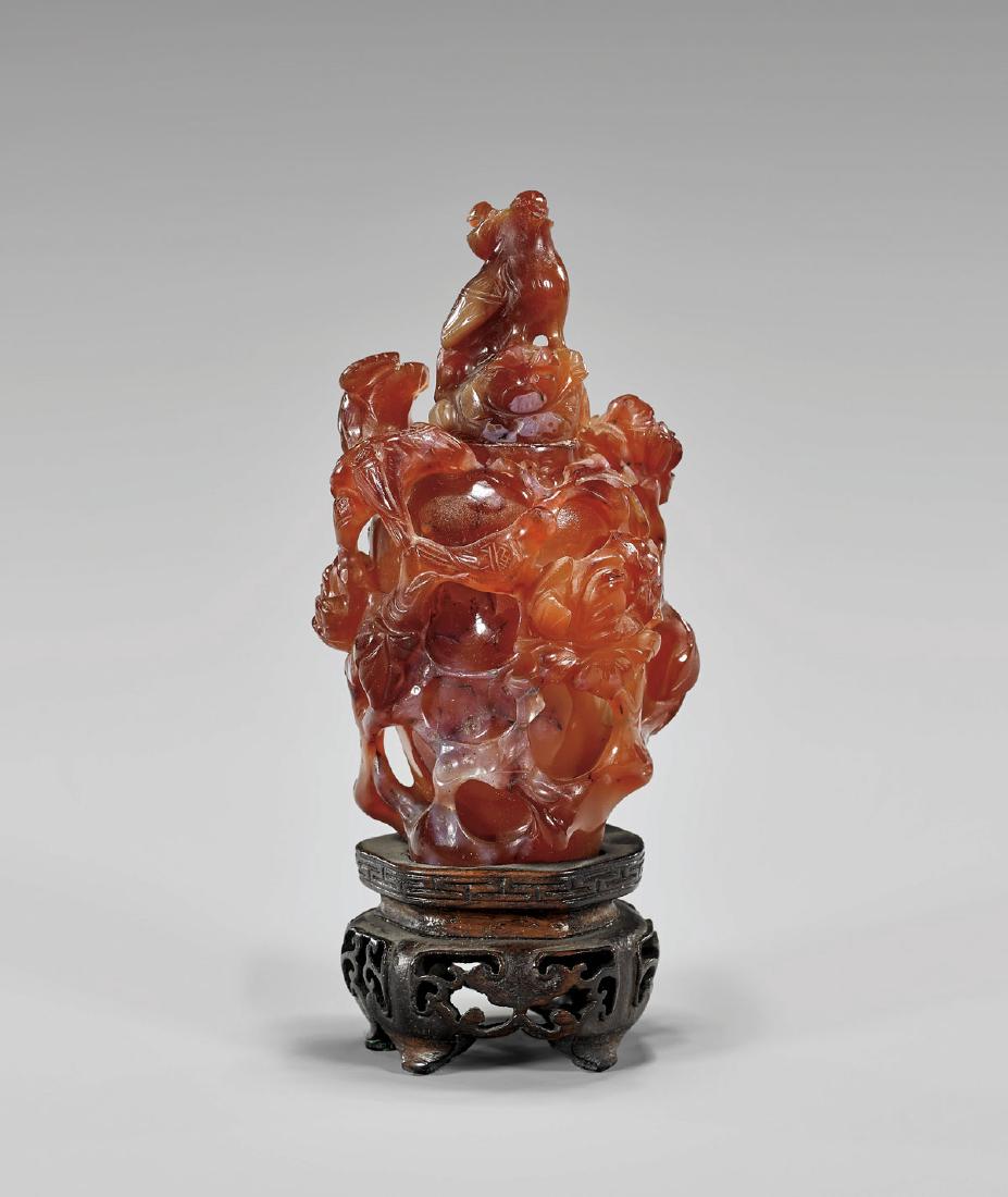 ANTIQUE CARVED CARNELIAN URN (1 of 2)