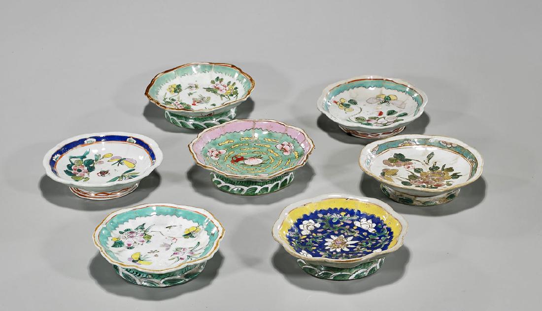 Group of Seven Old Chinese Enameled Porcelain Plates (1 of 1)