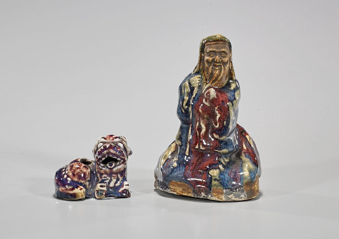 Two Antique Chinese Flambe Glazed Ceramics (1 of 1)