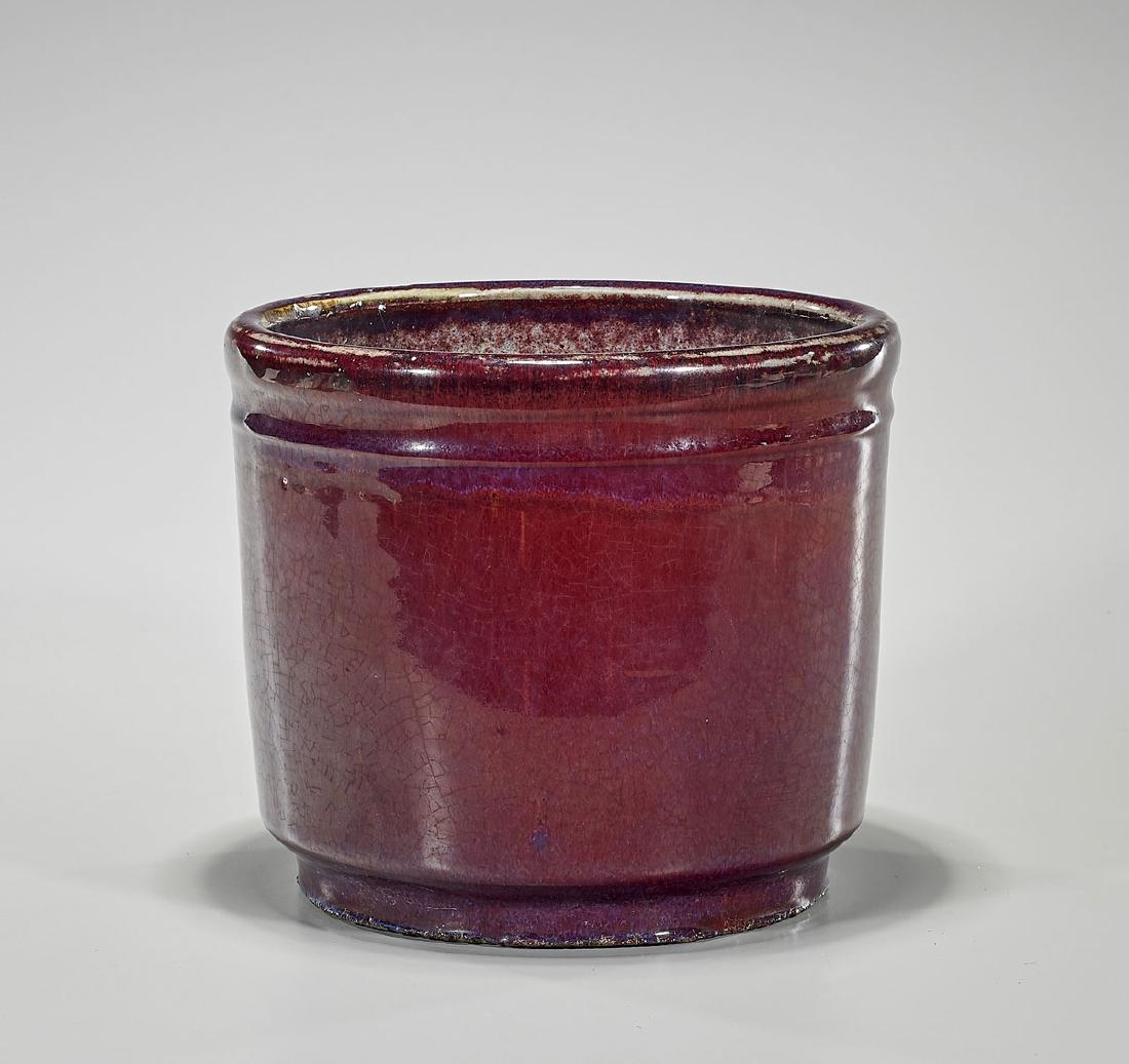Chinese Oxblood Glazed Ceramic Planter (1 of 2)