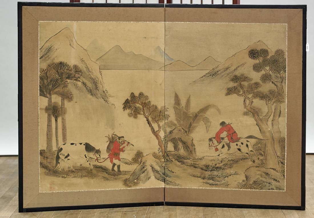 Antique Chinese Two-Panel Screen (1 of 2)