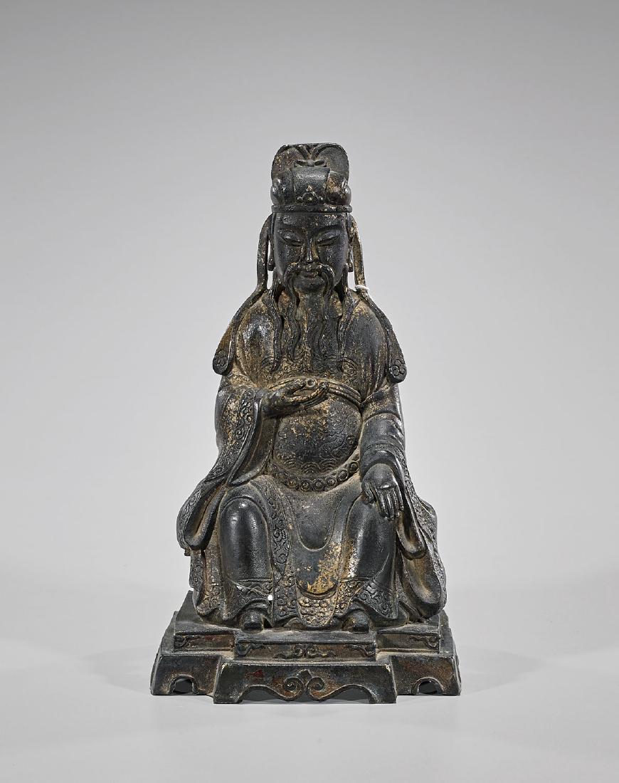 Chinese Ming-Style Parcel-Gilt Bronze Seated Figure (1 of 1)