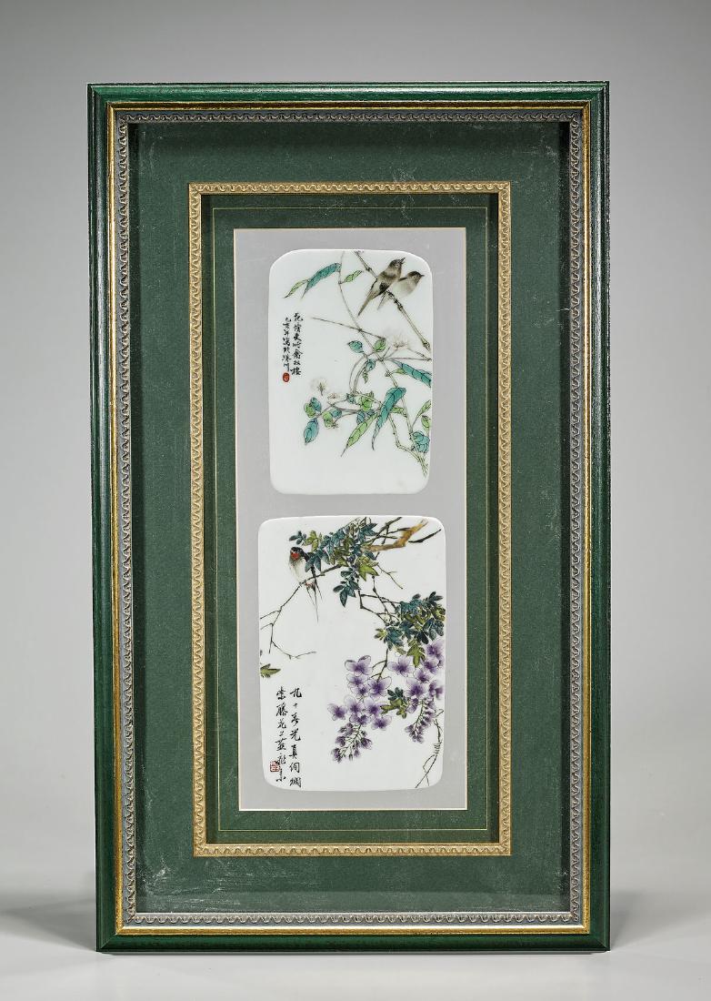 Two Old Chinese Enameled Porcelain Plaques (1 of 2)