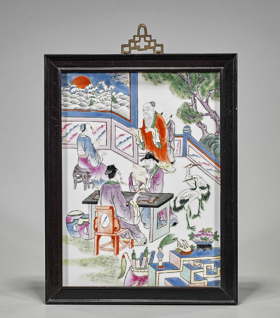 Antique Chinese Famille Rose Enameled Porcelain Plaque (1 of 1)