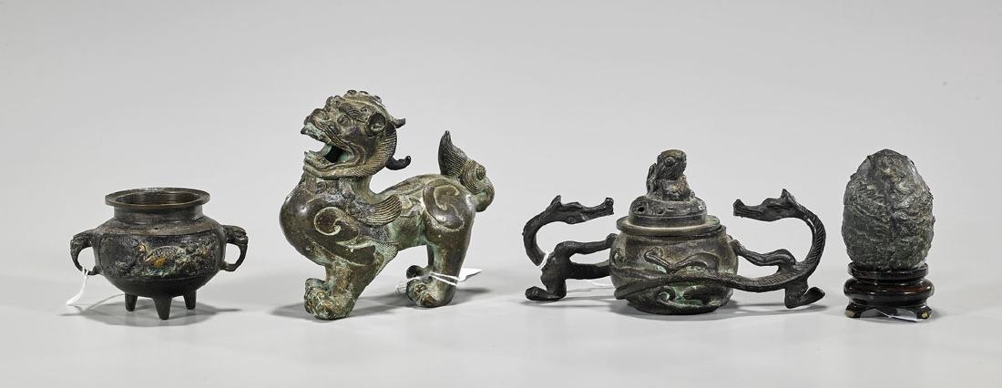 Group of Four Various Chinese & Japanese Bronzes (1 of 1)