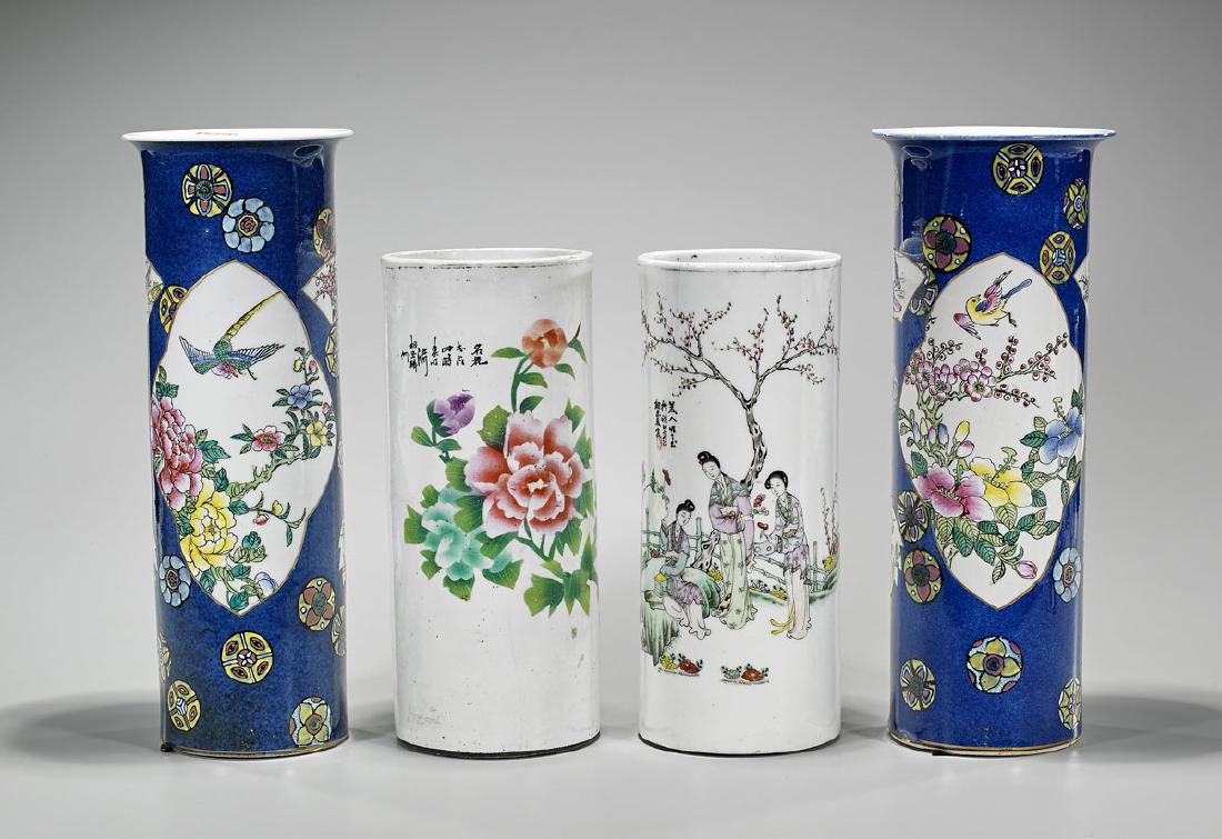 Group of Four Chinese Enameled Porcelain Hat Stands (1 of 2)