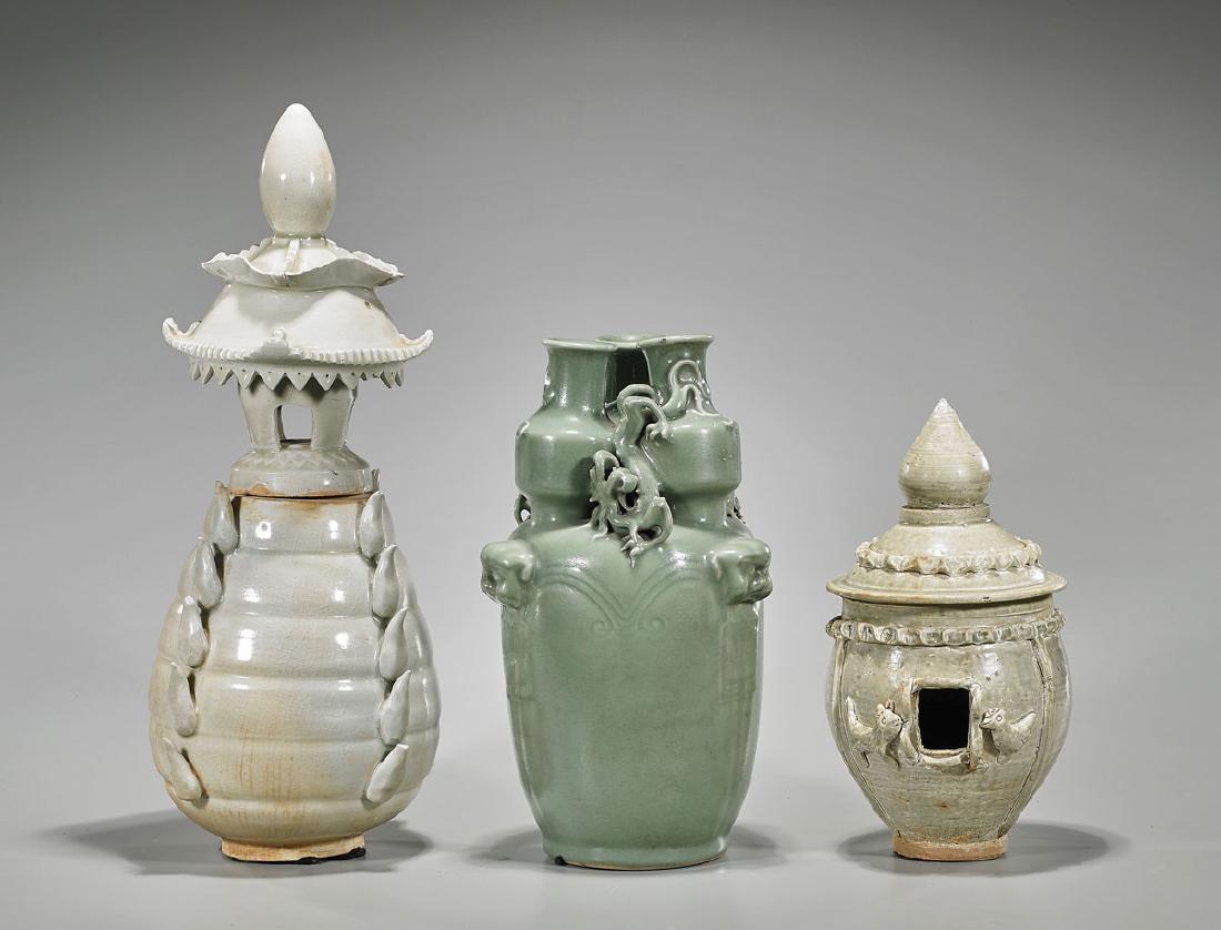Group of Three Chinese Celadon Glazed Ceramics (1 of 1)