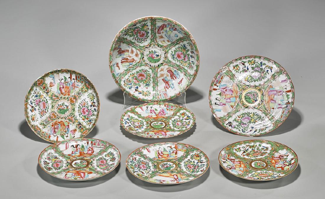 Seven Antique Chinese Rose Medallion Enameled (1 of 1)