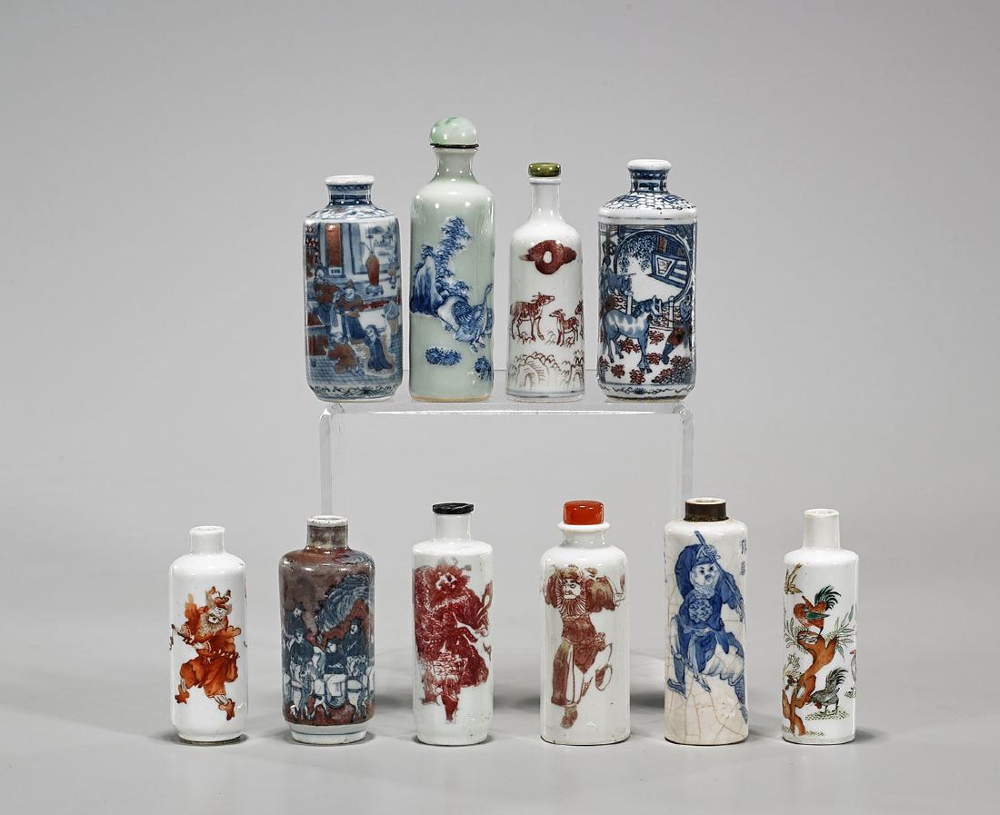 Collection Of Ten Antique Chinese Porcelain Snuff (1 of 1)