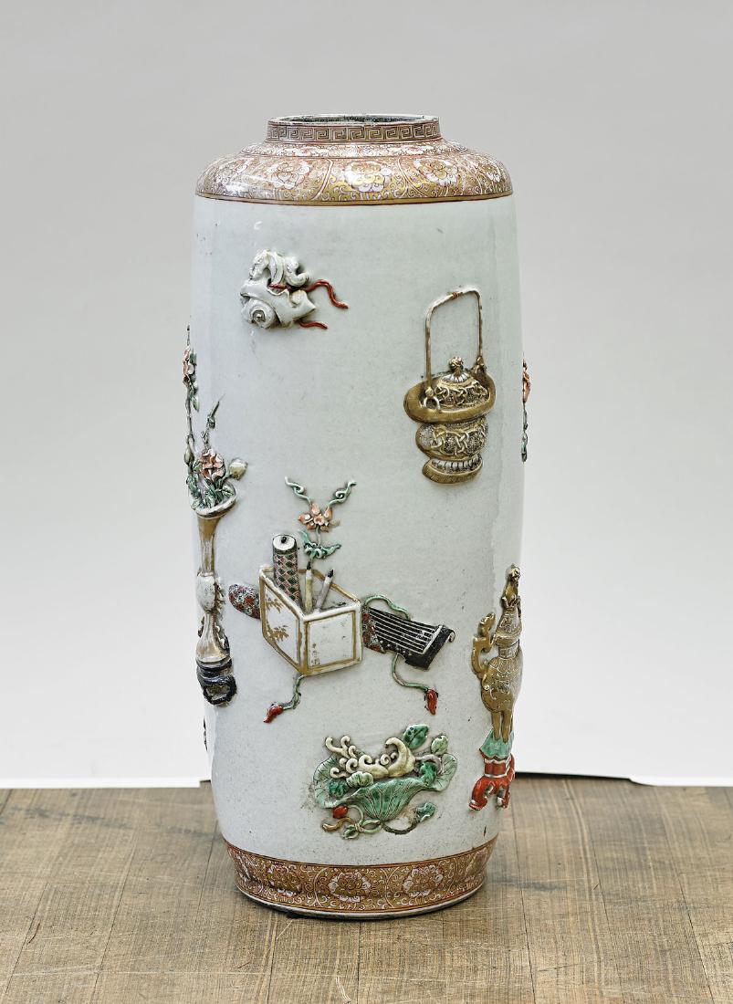 Tall Chinese Enameled Porcelain Umbrella Stand (1 of 2)