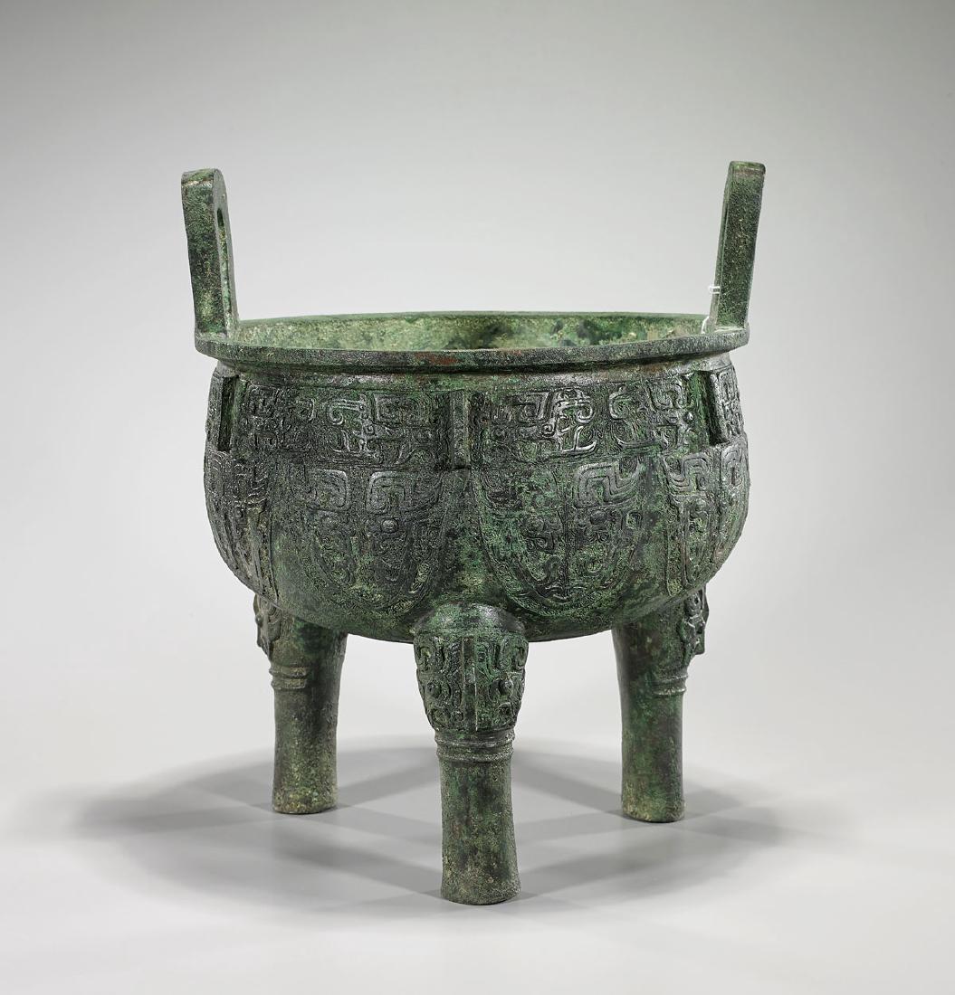 Large Shang-Style Bronze Ding Vessel (1 of 1)