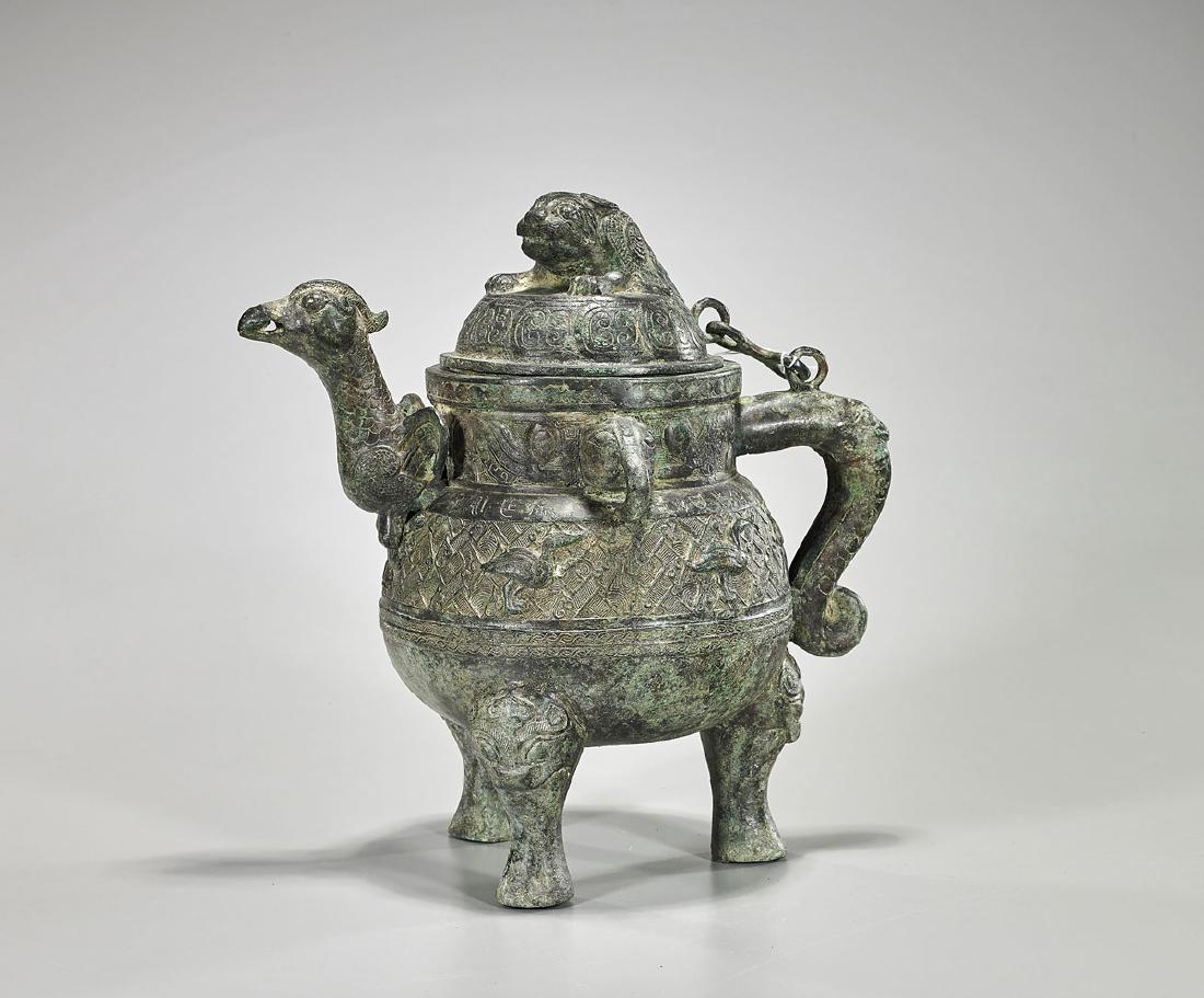 Chinese Archaistic Bronze Covered Ewer (1 of 1)