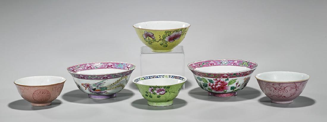 Group of Six Old & Antique Chinese Enameled Porcelain (1 of 1)