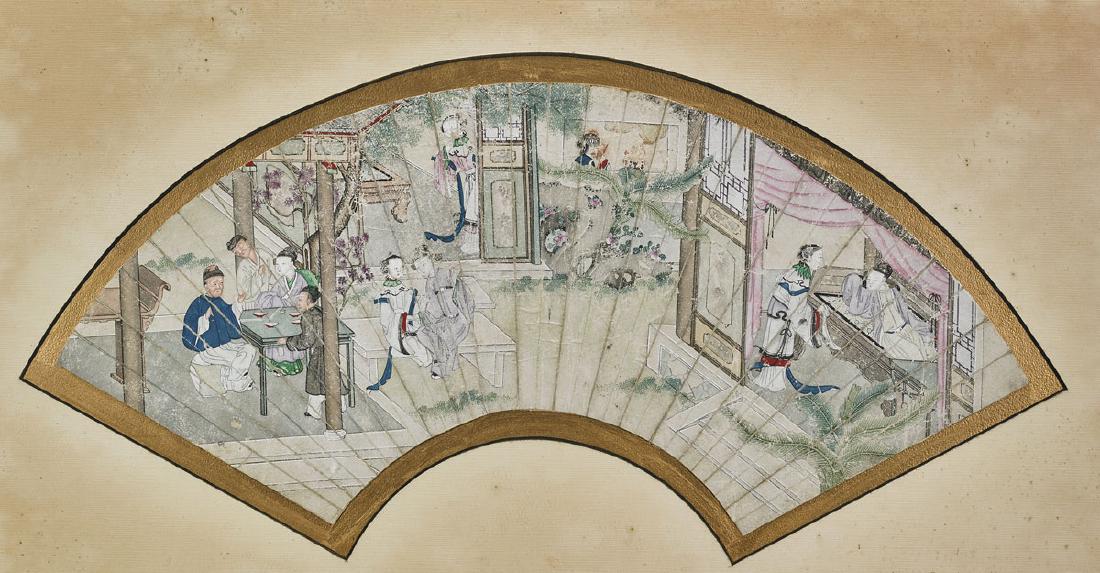 Group of Nine Various Chinese Fan Paintings (1 of 9)