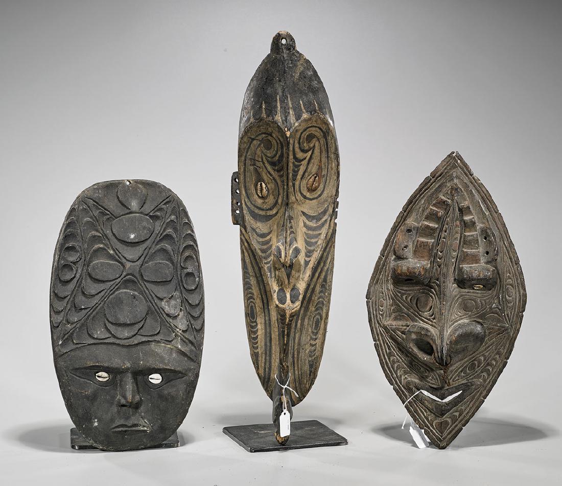 Group of Three Papua New Guinea Wood Masks (1 of 1)