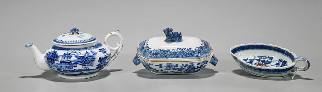 Three Antique Chinese Blue & White Export Porcelains (1 of 1)
