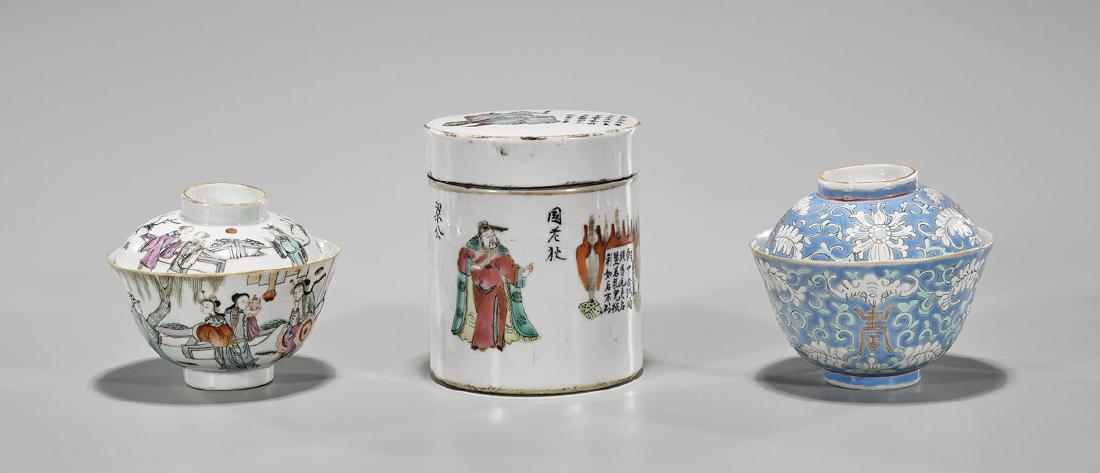 Group of Three Antique Chinese Enameled Porcelains (1 of 1)