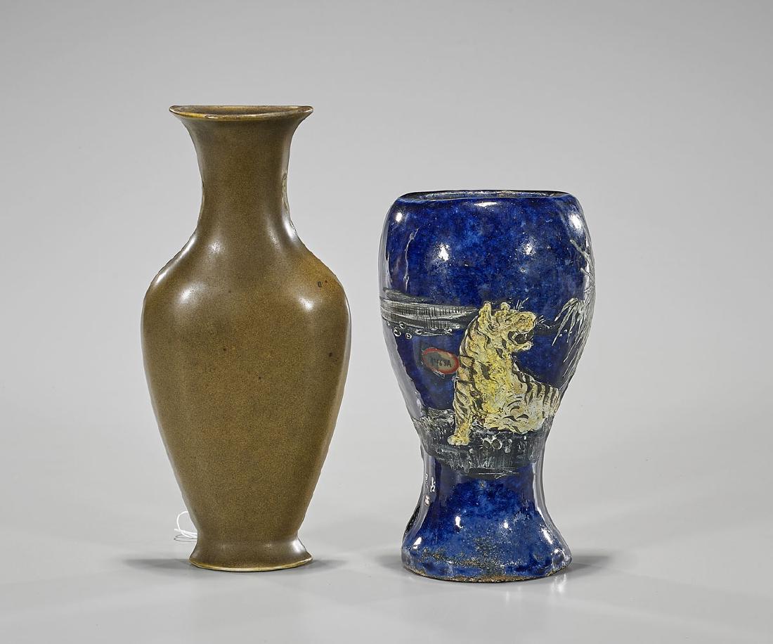 Two Antique Chinese Ceramic Wall Vases (1 of 1)