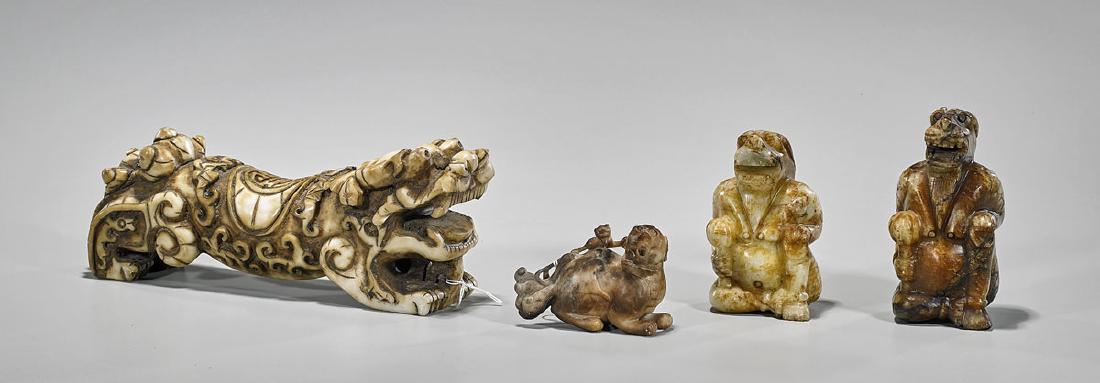 Group of Four Chinese Archaistic Carved Hardstone (1 of 1)