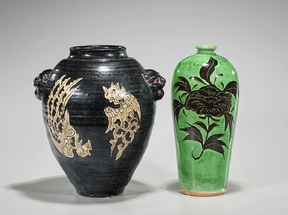Two Chinese Glazed Ceramic Pieces (1 of 1)