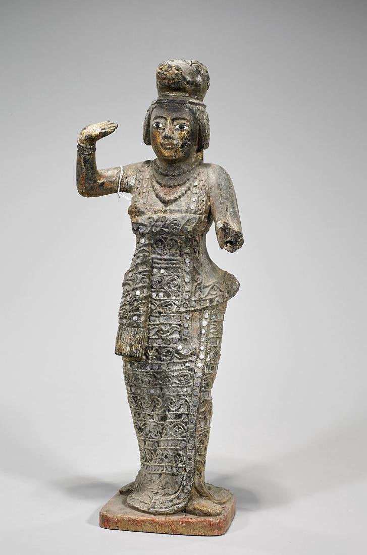 Tall Antique Thai Gilt Wood Figure (1 of 1)