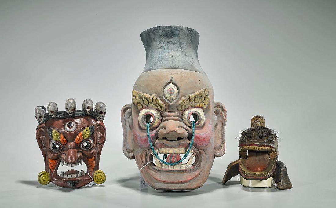 Group of Three Polychrome Wood Masks (1 of 1)