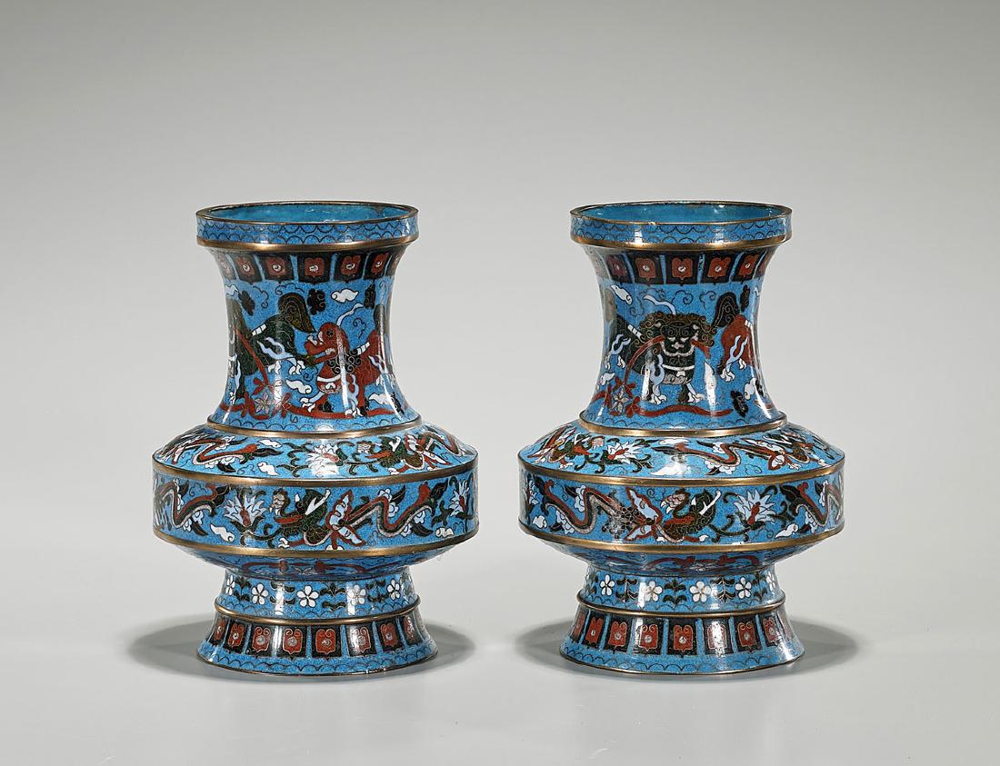 Pair Chinese Cloisonne Enamel Vases (1 of 2)
