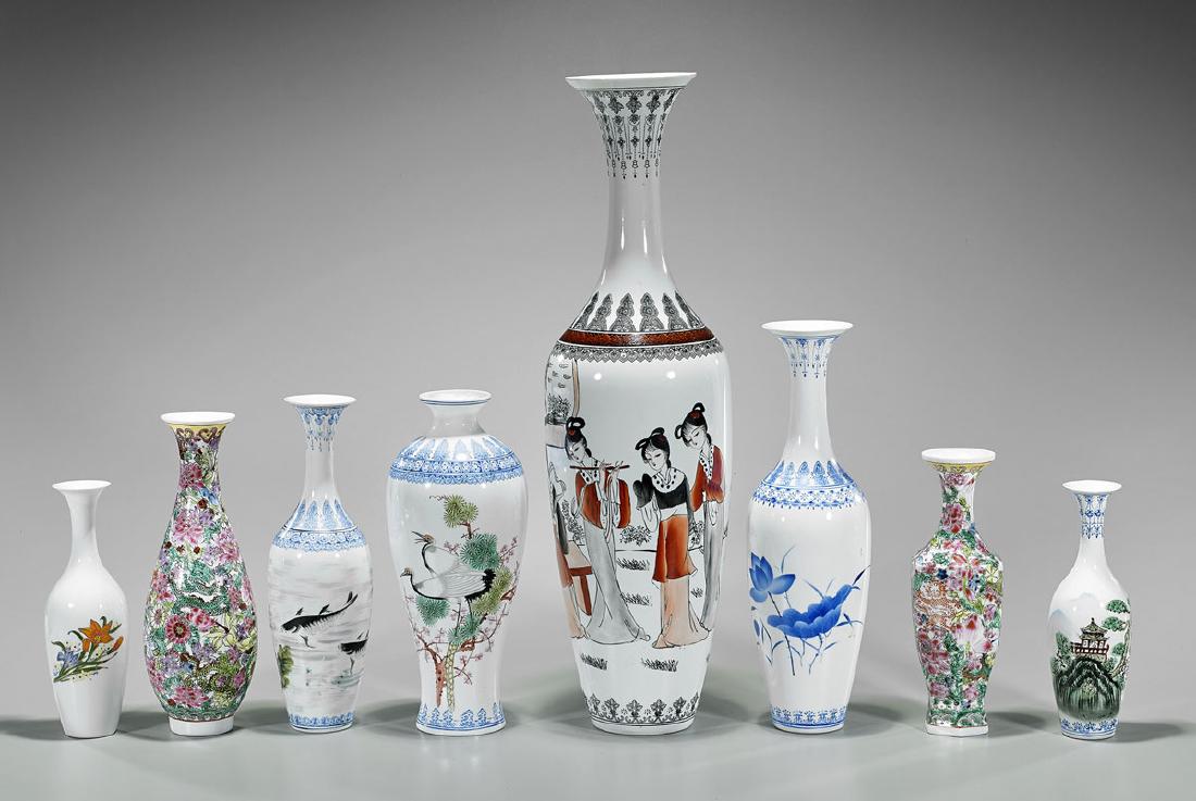 Group of Eight Chinese Enameled Eggshell Porcelain (1 of 2)