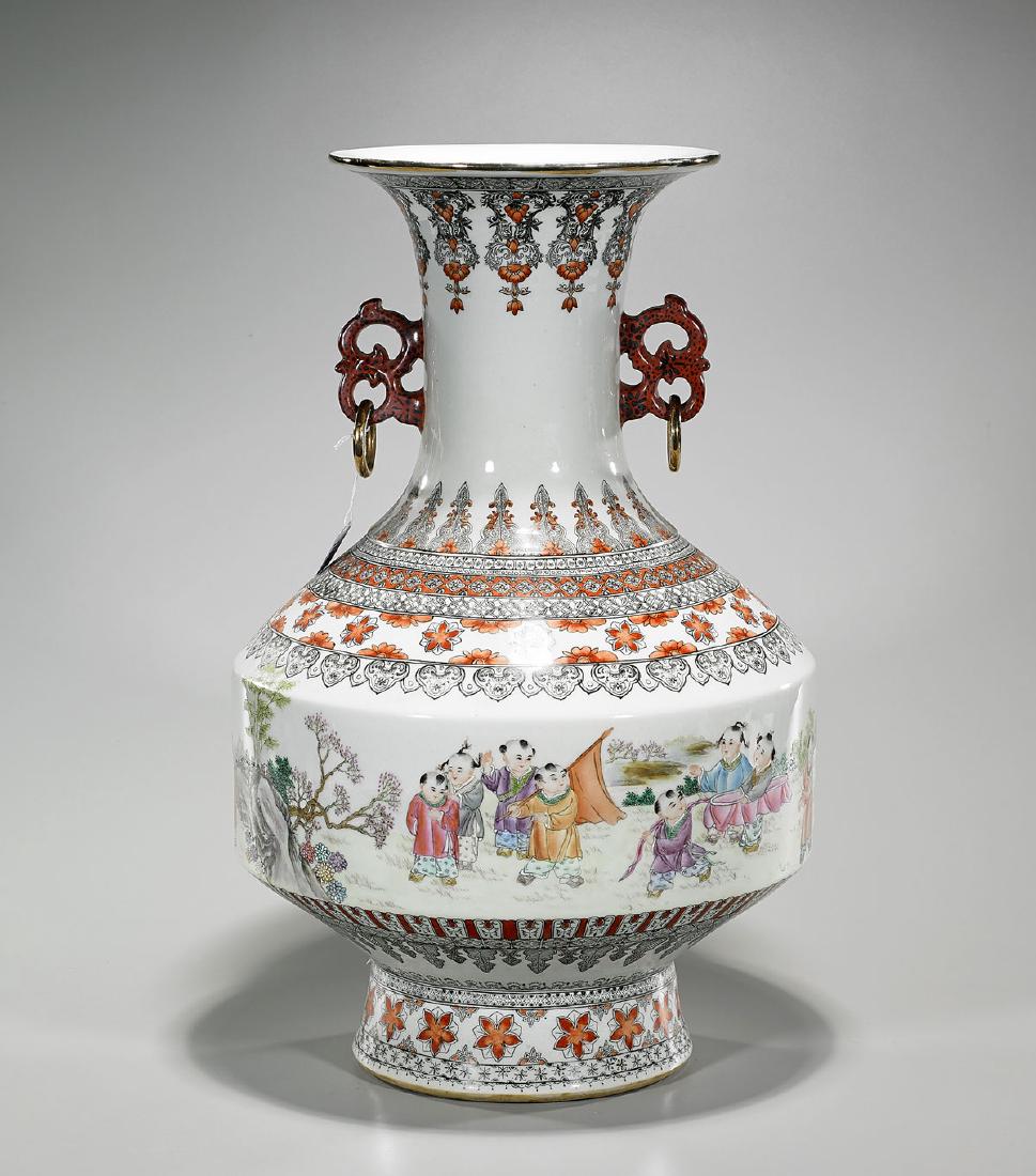 Large Chinese Famille Rose Enameled Porcelain Vase (1 of 2)