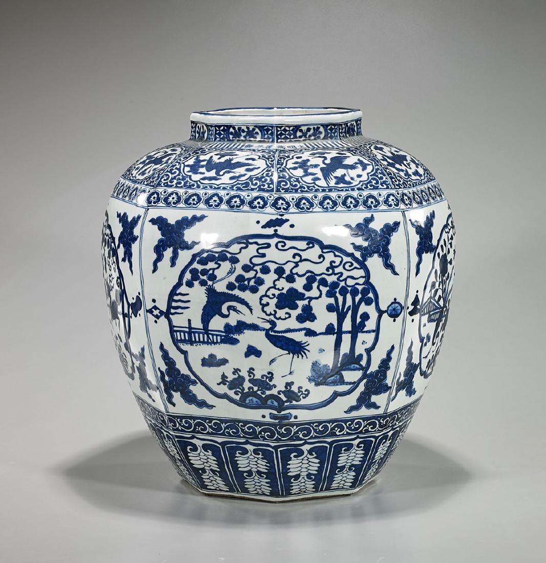 Massive Ming-Style Blue & White Porcelain Jar (1 of 2)