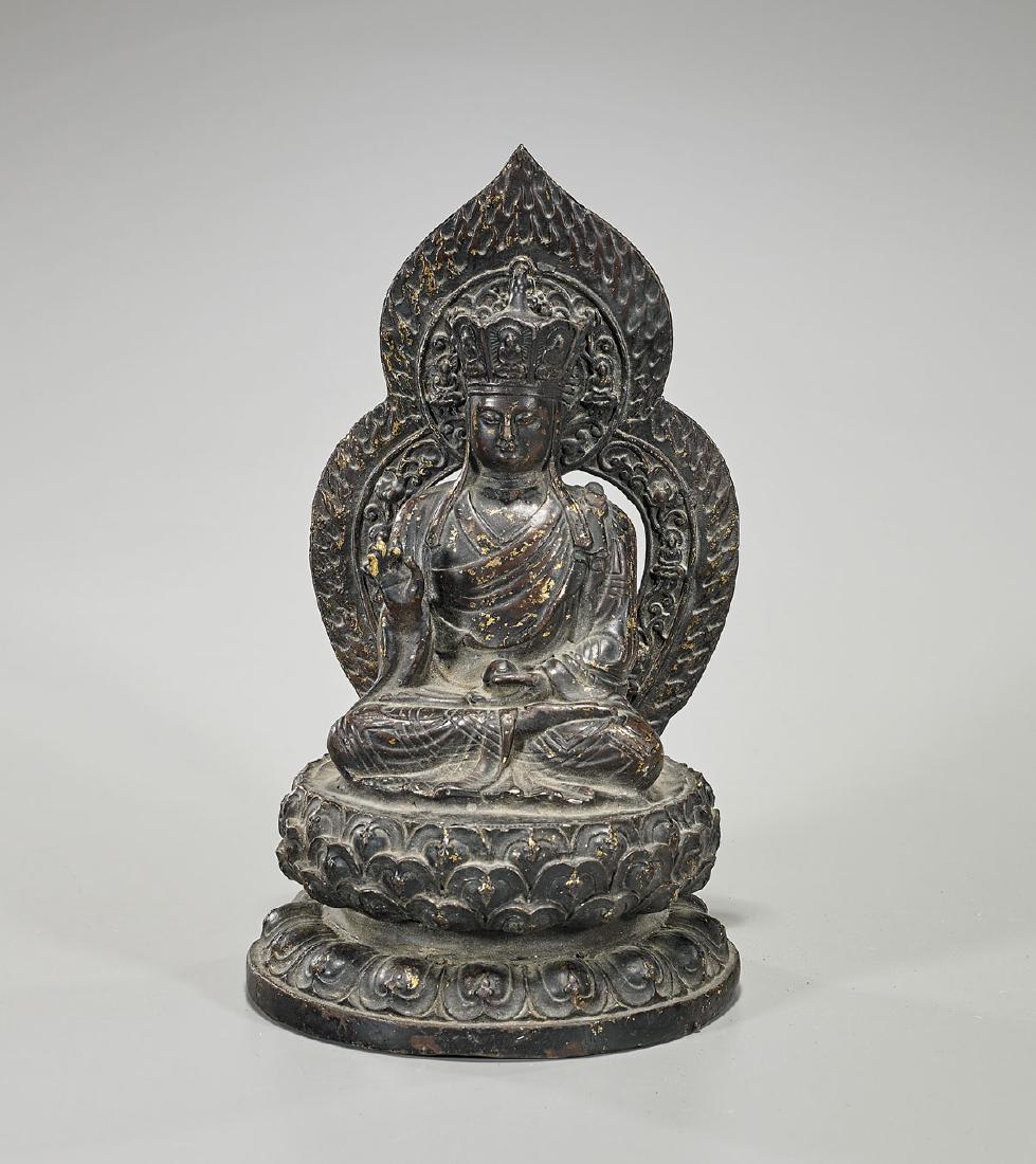 Chinese Parcel-Gilt Bronze Seated Figure (1 of 1)