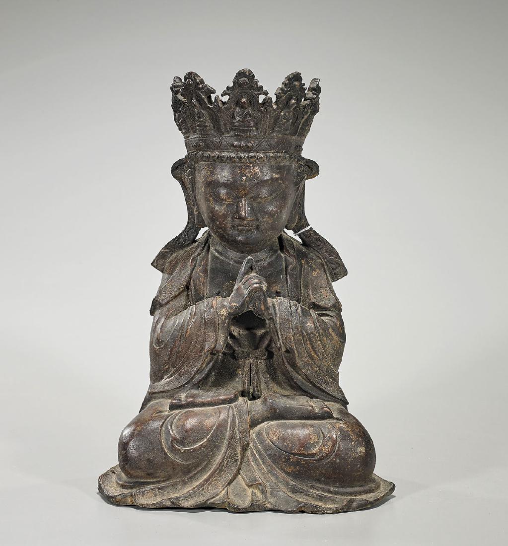 Chinese Parcel-Gilt Bronze Bodhisattva Figure (1 of 2)