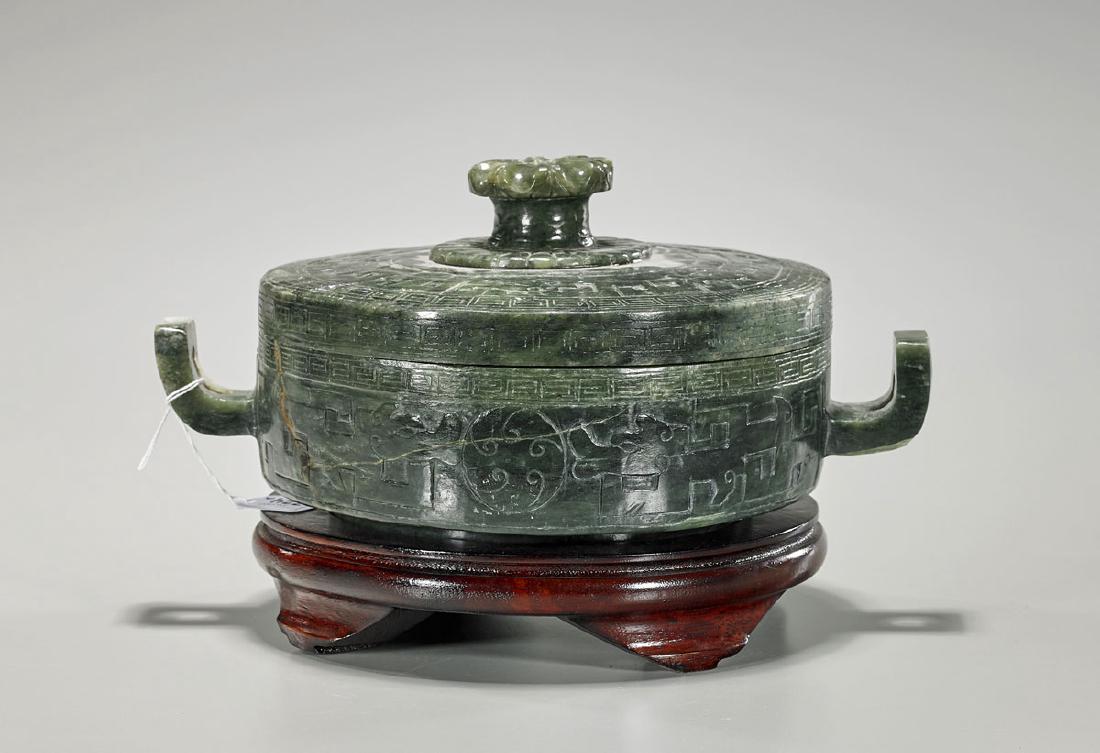 Large Chinese Spinach Jade Covered Box (1 of 1)