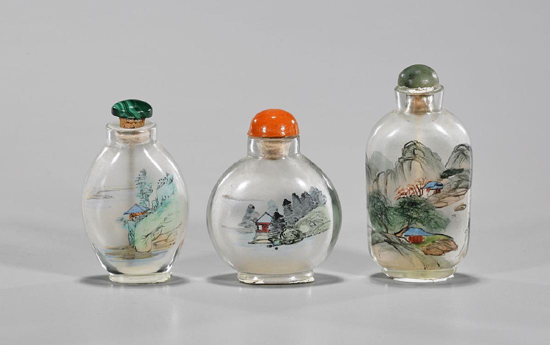 Three Old Chinese Inside-Painted Glass Snuff Bottles (1 of 2)
