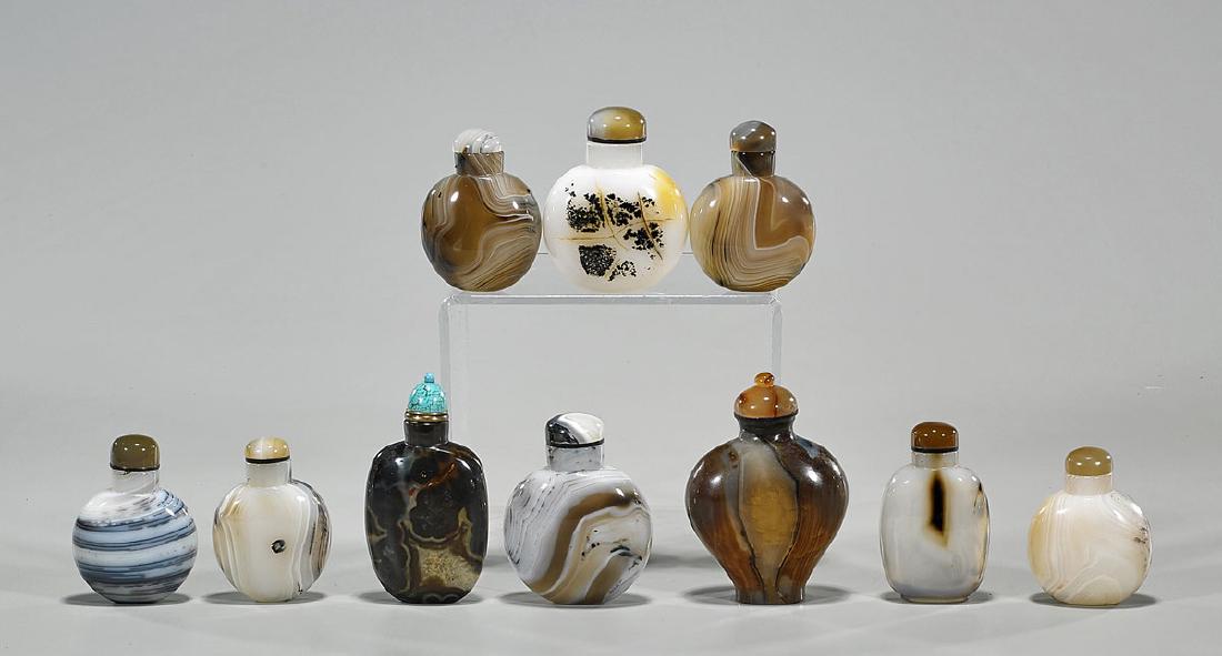 Collection of Ten Chinese Agate Snuff Bottles (1 of 1)