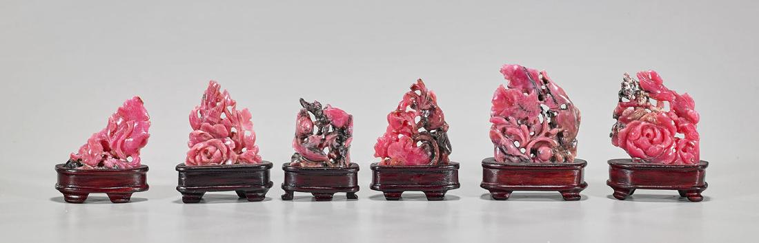Group of Six Chinese Rhodochrosite Carvings (1 of 1)