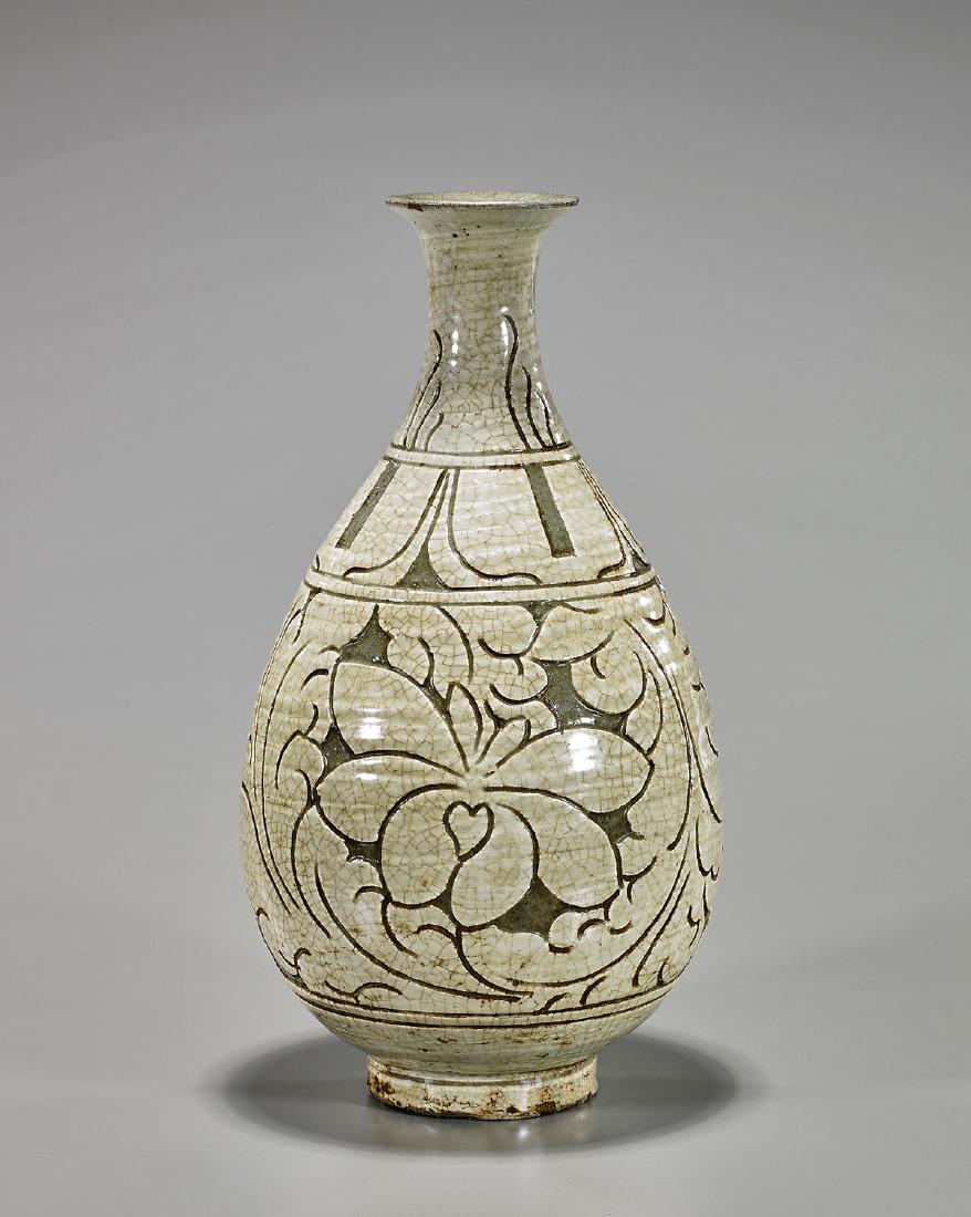 Korean Carved Pottery Vase