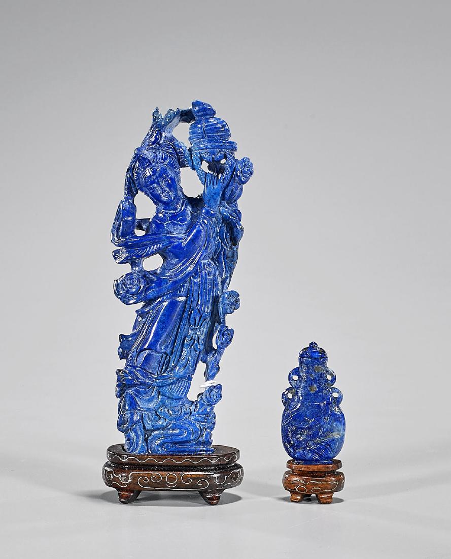 Two Chinese Carved Lapis Lazuli Pieces (1 of 1)