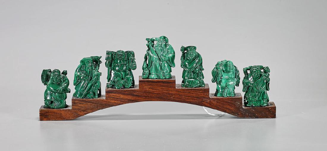Set of Seven Chinese Carved Malachite Figures (1 of 1)
