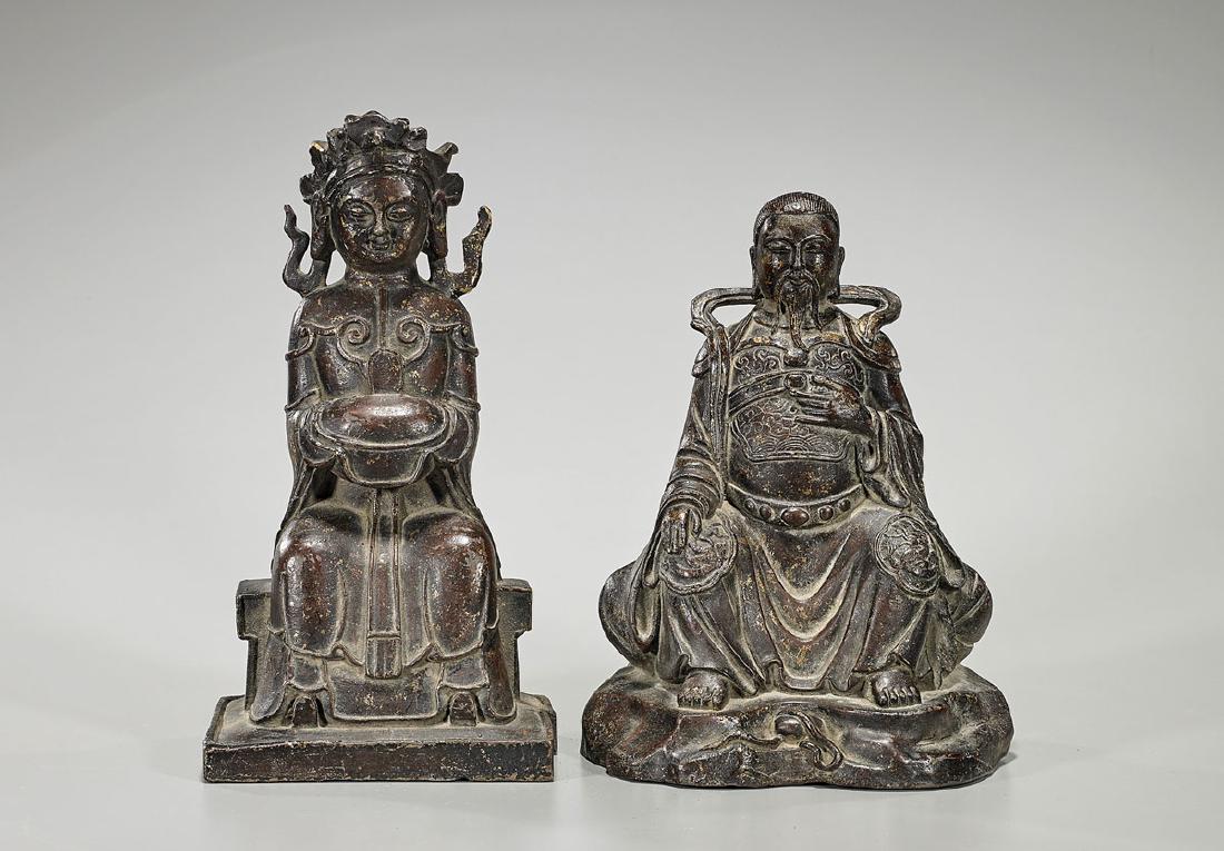Two Chinese Parcel-Gilt Bronze Immortal Figures (1 of 2)