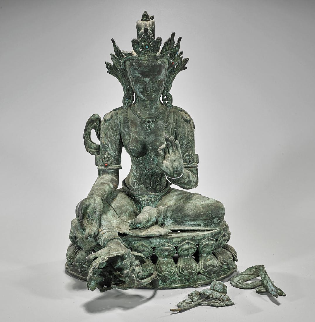 Large Old Chinese Bronze Seated Tara (1 of 1)