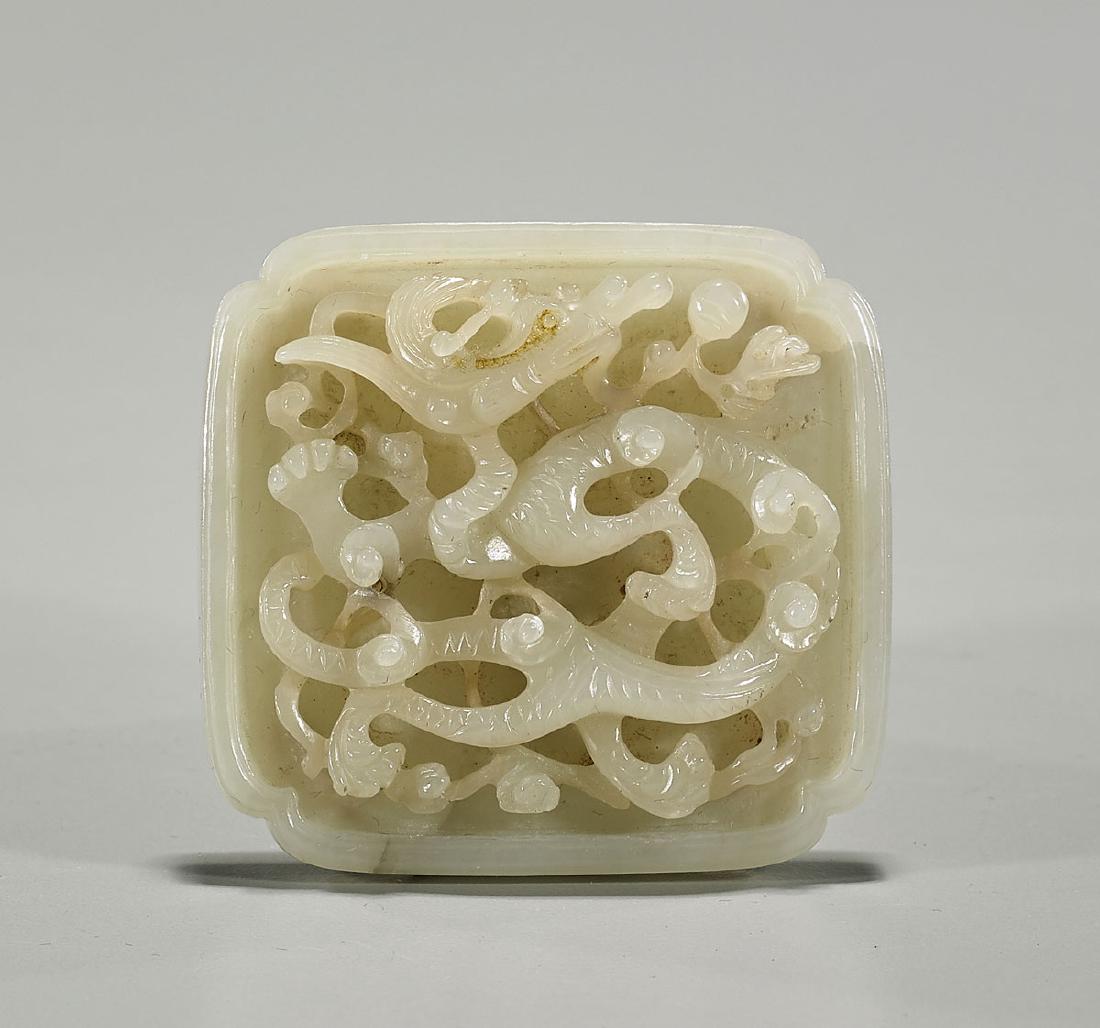 Chinese Carved Celadon Jade Plaque (1 of 1)