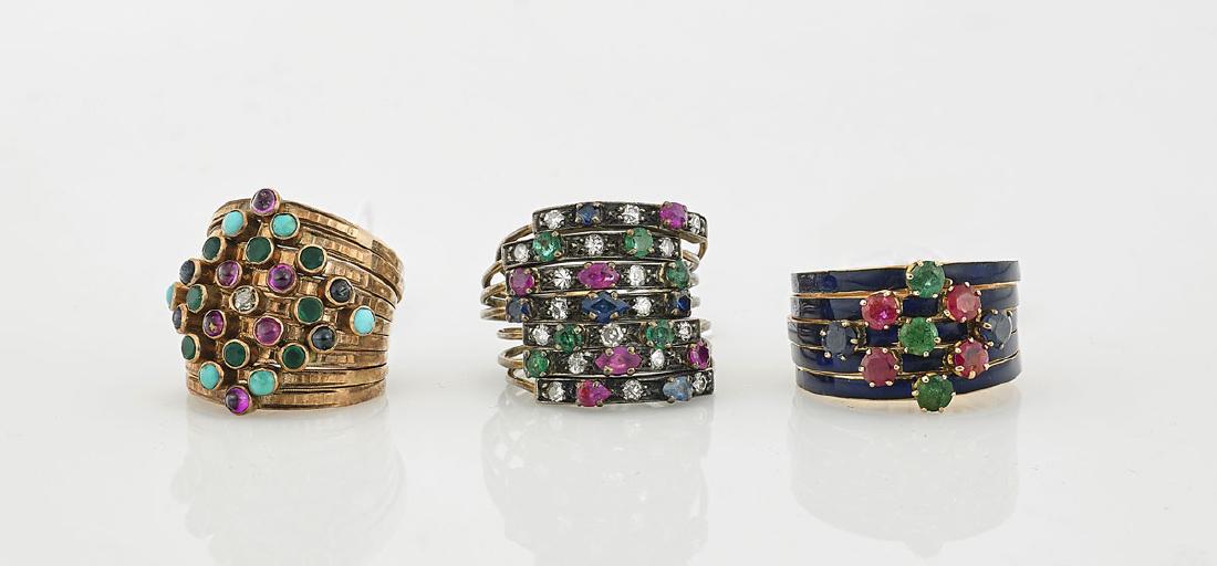 Group of Three Various Yellow Gold Rings (1 of 1)