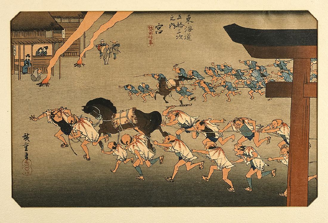 Two Antique Japanese Woodblock Prints by Hiroshige (1 of 3)