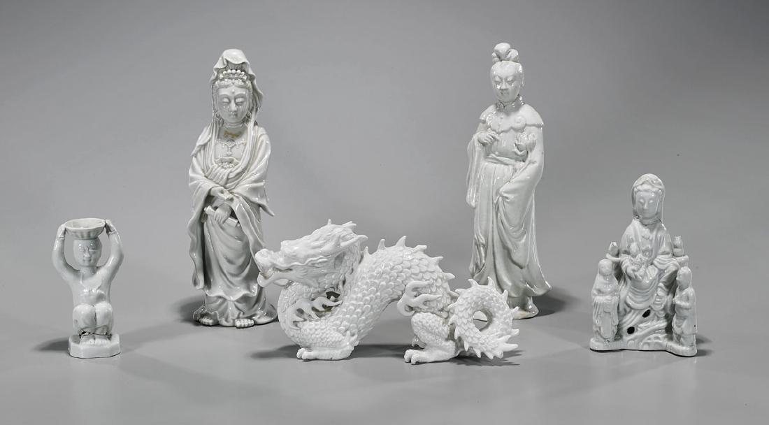 Group of Five Chinese Blanc De Chine Porcelain Figures (1 of 1)