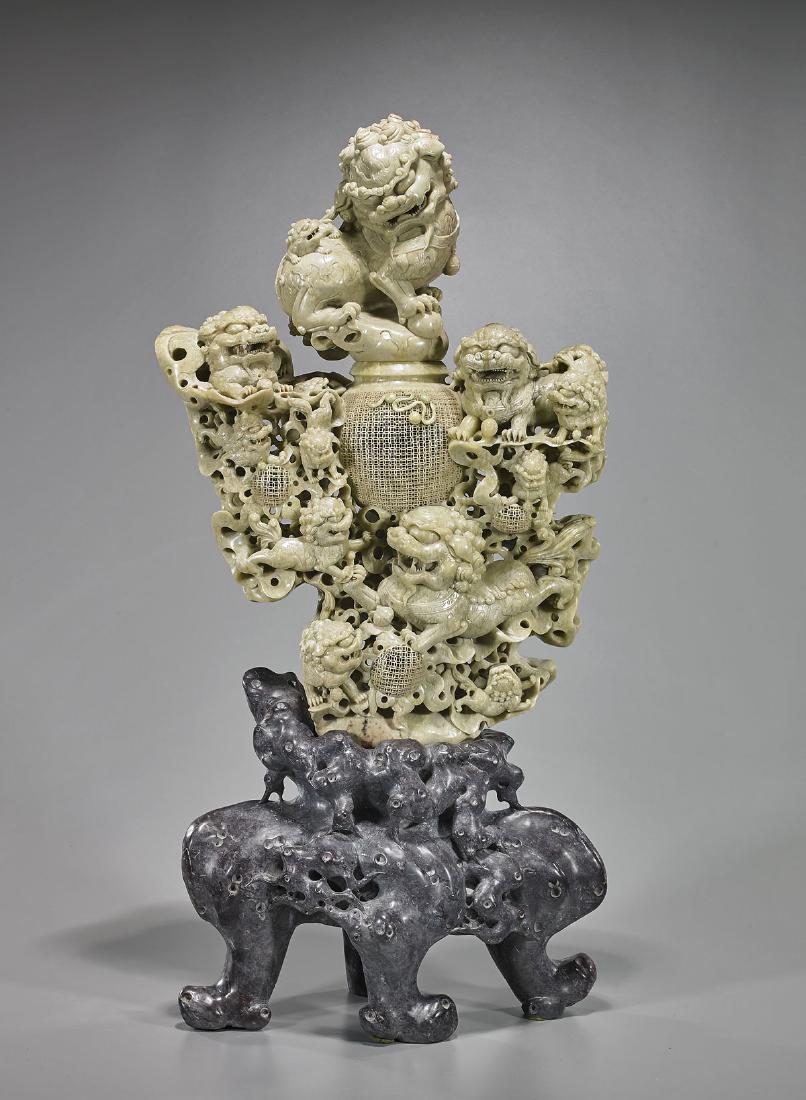 Massive Chinese Carved Soapstone Vessel (1 of 1)